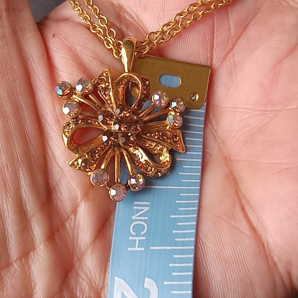 Goltone Crystal Double Chain Necklace 18" - Picture 3 of 4